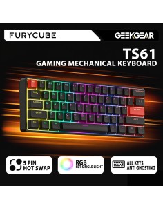 Clavier Mécanique Furycube TS61 Black RGB – Red Switch | Compact 60% Gaming- Abidia madaghascar 2