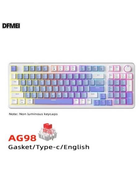 Clavier Mécanique AG98 Blue White Purple – Red Switch | Full Size Colorful Lighting