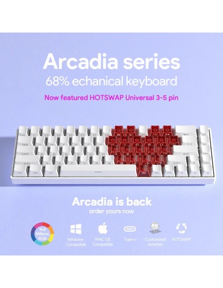 Clavier Mécanique TK68 White Side Carving – Mint Switch 5Pin | Compact 65% Gaming - abidia madagascar