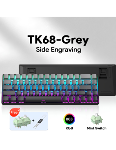 Clavier Mécanique  Zifriend TK68 GRIS Side Carving – Mint Switch 5Pin | Compact 65% Gaming - abidia madagascar 2