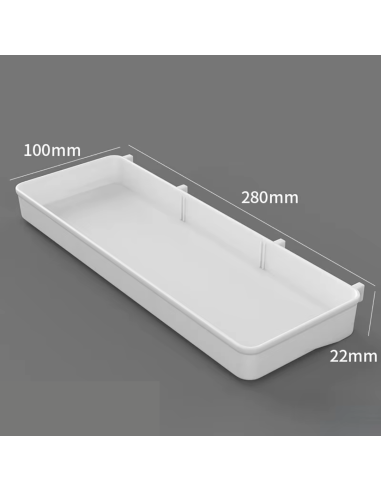 Plateau profond blanc pour Panneau Perforé (Pegboard) - 280 x 100 x 22 mm - Abidia Madagascar