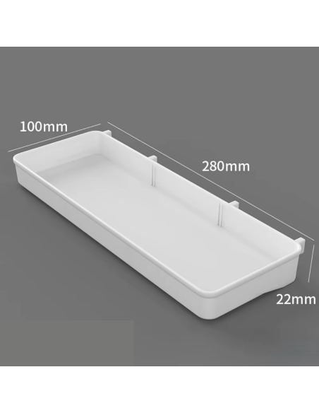 Plateau profond blanc pour Panneau Perforé (Pegboard) - 280 x 100 x 22 mm - Abidia Madagascar