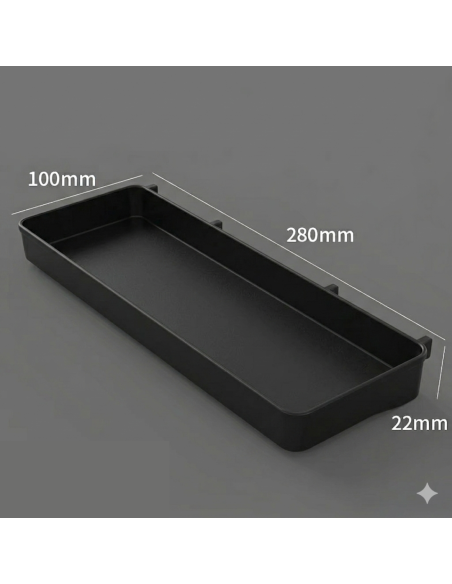 Plateau profond noir pour Pegboard - 280 x 100 x 22 mm - Abidia Madagascar