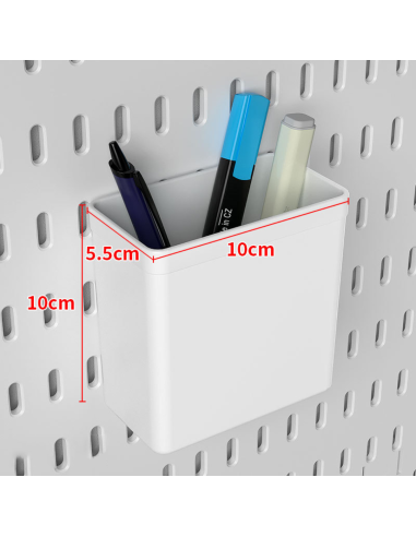Boîte de Rangement Blanche pour Pegboard - Pot de Bureau 10x10x5.5cm - Abidia Madagascar