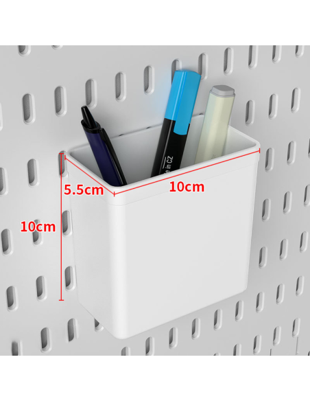 Boîte de Rangement Blanche pour Pegboard - Pot de Bureau 10x10x5.5cm - Abidia Madagascar