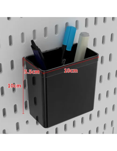 Boîte de Rangement noire pour Pegboard - Pot de Bureau 10x10x5.5cm - Abidia Madagascar