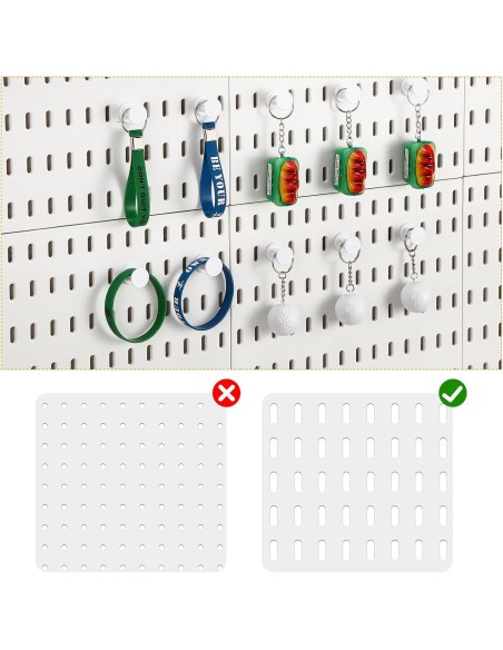 Lot de 5 Crochets Blancs pour Pegboard - Support Porte-Clés & Accessoires