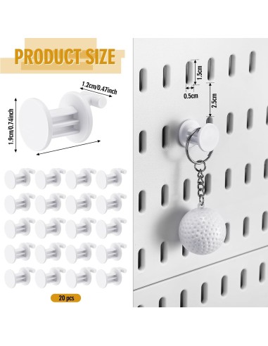 Lot de 5 Crochets Blancs pour Pegboard - Support Porte-Clés & Accessoires