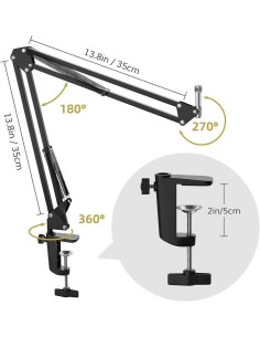 Stand Micro - Bras Articulé Universel - Support Bureau Ajustable 360° 2