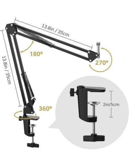 Stand Micro - Bras Articulé Universel - Support Bureau Ajustable 360°
