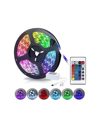 Kit Ruban LED 5050 RGB 5M - 270 LEDs - Télécommande & Adaptateur Secteur