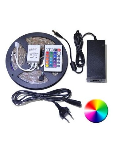 Kit Ruban LED 5050 RGB 5M - 270 LEDs - Télécommande & Adaptateur Secteur