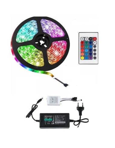 Kit Ruban LED 5050 RGB 5M - 270 LEDs - Télécommande & Adaptateur Secteur