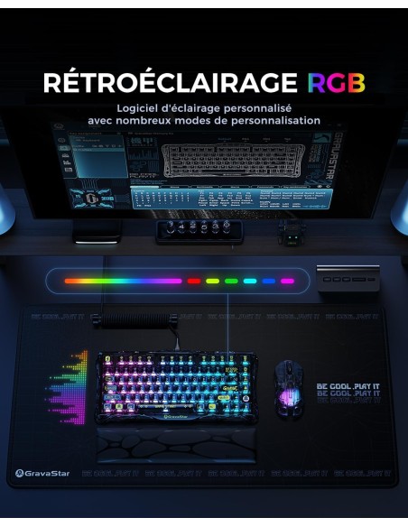 GravaStar Mercury K1 Lite Clavier Mécanique 75% Tri-Mode | Abidia Madagascar