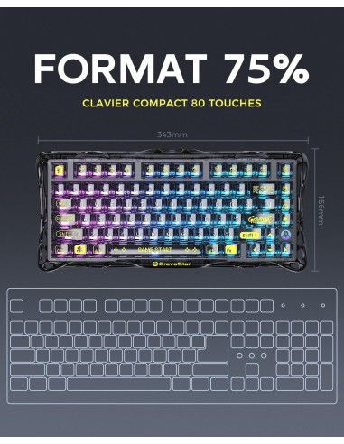 GravaStar Mercury K1 Lite Clavier Mécanique 75% Tri-Mode | Abidia Madagascar