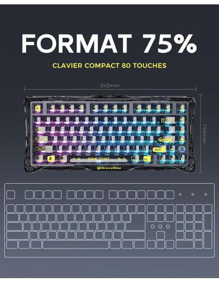GravaStar Mercury K1 Lite Clavier Mécanique 75% Tri-Mode | Abidia Madagascar
