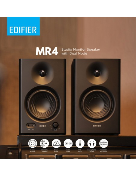 Edifier MR4 Noir Enceintes de Monitoring Professionnelles 42W | Abidia Madagascar