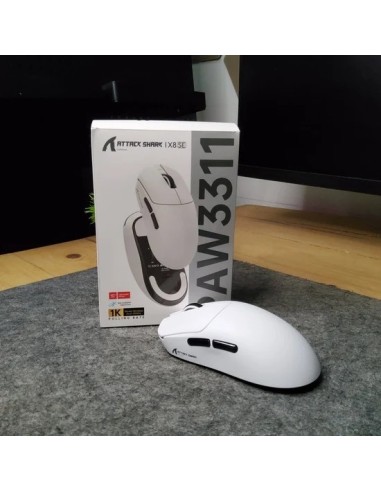 Souris Gaming Attack Shark X8 SE White – Ultra-Légère 55g & Capteur PAW3311-Abidia Madagascar
