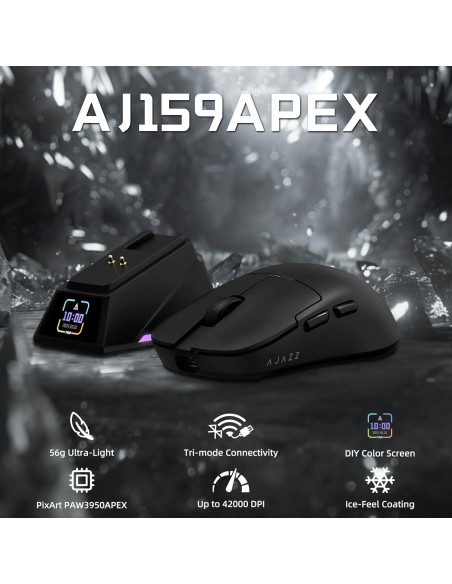 Souris Gaming AJAZZ AJ159 APEX Black – Capteur PAW3950 & 42K DPI-abidia madagascar