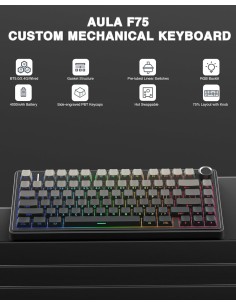 Clavier Mécanique AULA F75 Gradient Gray - Tri-Mode Gasket |Abidia Madagascar 2