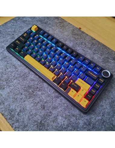 Clavier AULA F75 Noir Bleu Jaune - Tri-Mode Gasket Hot-Swap|Abidia Madagascar
