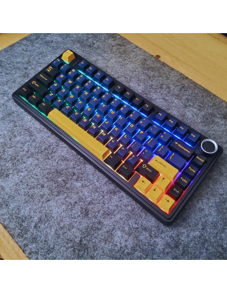 Clavier AULA F75 Noir Bleu Jaune - Tri-Mode Gasket Hot-Swap|Abidia Madagascar