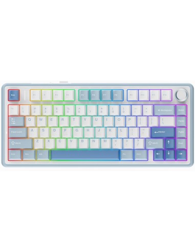 Clavier AULA F75 Bleu et Blanc -Tri-Mode Gasket Hot-Swap| Abidia Madagascar