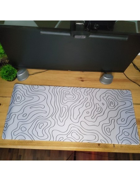Mousepad XXL 900x400x4 - topographique blanc-abidia madagascar
