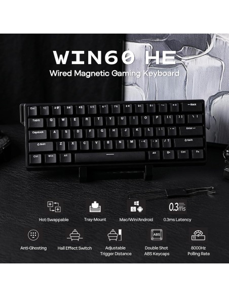 Clavier Magnétique AULA WIN60 HE 60% Noir | Abidia Madagascar