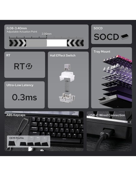 Clavier Magnétique AULA WIN60 HE 60% Noir | Abidia Madagascar