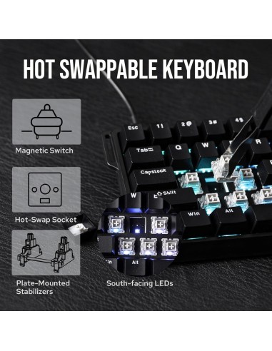 Clavier Magnétique AULA WIN60 HE 60% Noir | Abidia Madagascar