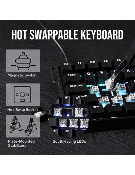 Clavier Magnétique AULA WIN60 HE 60% Noir | Abidia Madagascar