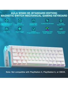 Clavier Gaming AULA WIN60 HE Blanc- Hall Effect 8000Hz & Rapid Trigger | Abidia Madagascar 2