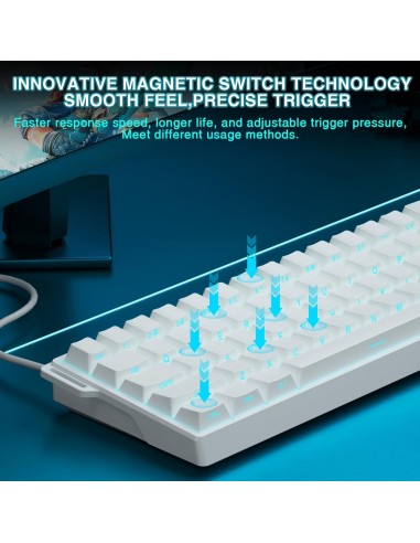 Clavier Gaming AULA WIN60 HE Blanc- Hall Effect 8000Hz & Rapid Trigger | Abidia Madagascar