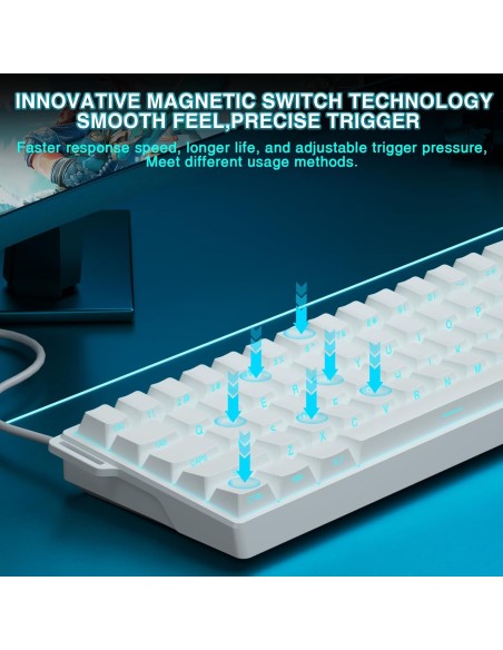 Clavier Gaming AULA WIN60 HE Blanc- Hall Effect 8000Hz & Rapid Trigger | Abidia Madagascar