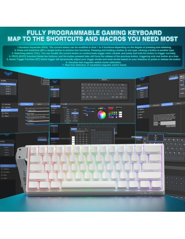 Clavier Gaming AULA WIN60 HE Blanc- Hall Effect 8000Hz & Rapid Trigger | Abidia Madagascar