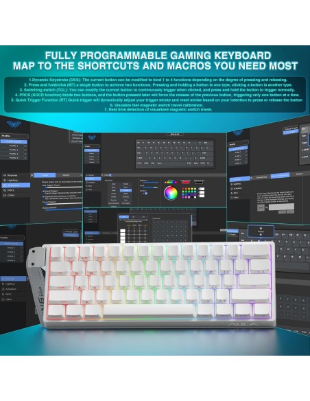Clavier Gaming AULA WIN60 HE Blanc- Hall Effect 8000Hz & Rapid Trigger | Abidia Madagascar