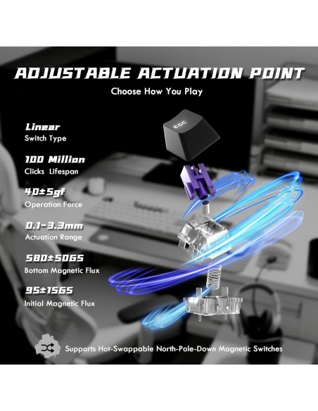Clavier Magnétique Attack Shark R85HE blanc 8KHz Rapid Trigger | Abidia Madagascar