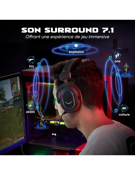 Casque Gaming Fifine H6 Noir- 7.1 Surround RGB | Abidia Madagascar