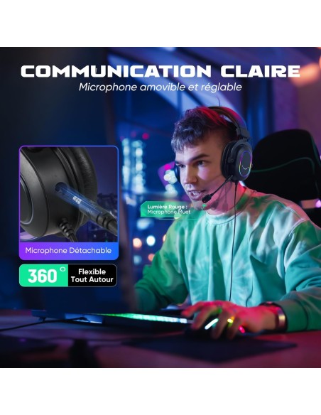 Casque Gaming Fifine H6 Noir- 7.1 Surround RGB | Abidia Madagascar