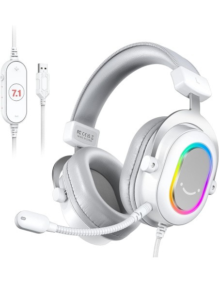 Casque Gaming Fifine H6 Blanc- 7.1 Surround RGB | Abidia Madagascar