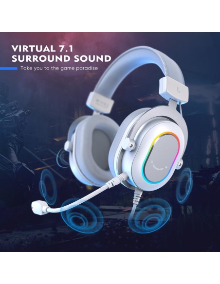 Casque Gaming Fifine H6 Blanc- 7.1 Surround RGB | Abidia Madagascar