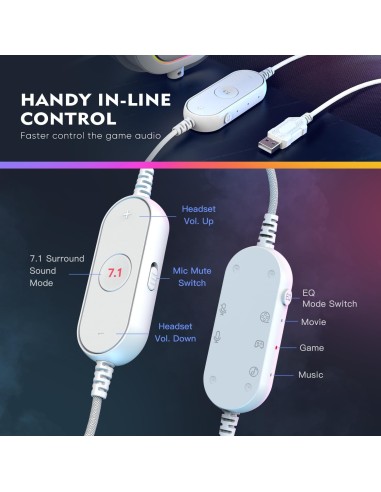 Casque Gaming Fifine H6 Blanc- 7.1 Surround RGB | Abidia Madagascar