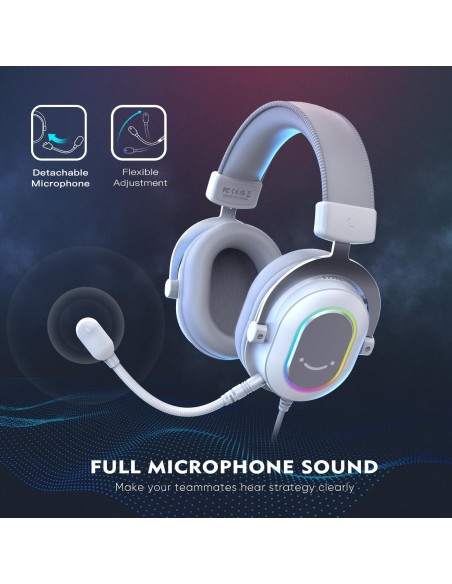 Casque Gaming Fifine H6 Blanc- 7.1 Surround RGB | Abidia Madagascar