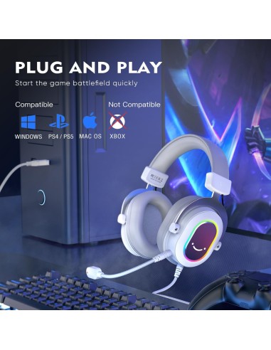 Casque Gaming Fifine H6 Blanc- 7.1 Surround RGB | Abidia Madagascar