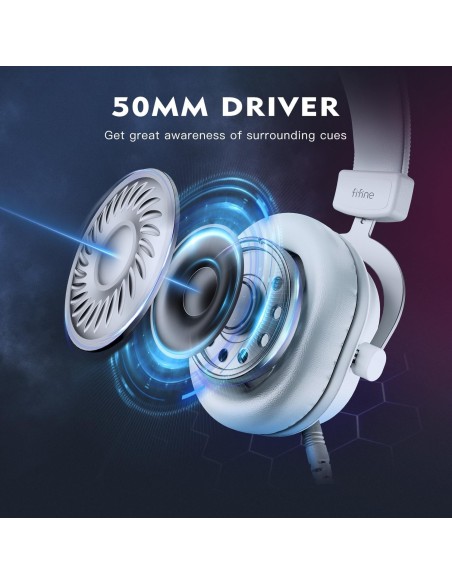 Casque Gaming Fifine H6 Blanc- 7.1 Surround RGB | Abidia Madagascar