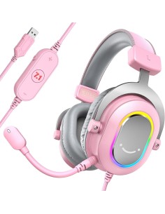 Casque Gaming Fifine H6 Rose- 7.1 Surround RGB | Abidia Madagascar