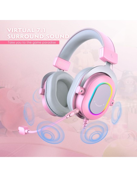Casque Gaming Fifine H6 Rose- 7.1 Surround RGB | Abidia Madagascar