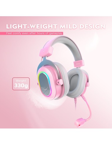 Casque Gaming Fifine H6 Rose- 7.1 Surround RGB | Abidia Madagascar