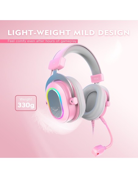 Casque Gaming Fifine H6 Rose- 7.1 Surround RGB | Abidia Madagascar